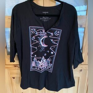 Torrid Black Celestial Graphic Long Sleeve Top